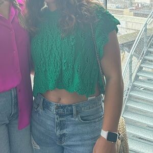 Zara Emerald Green Knit Blouse